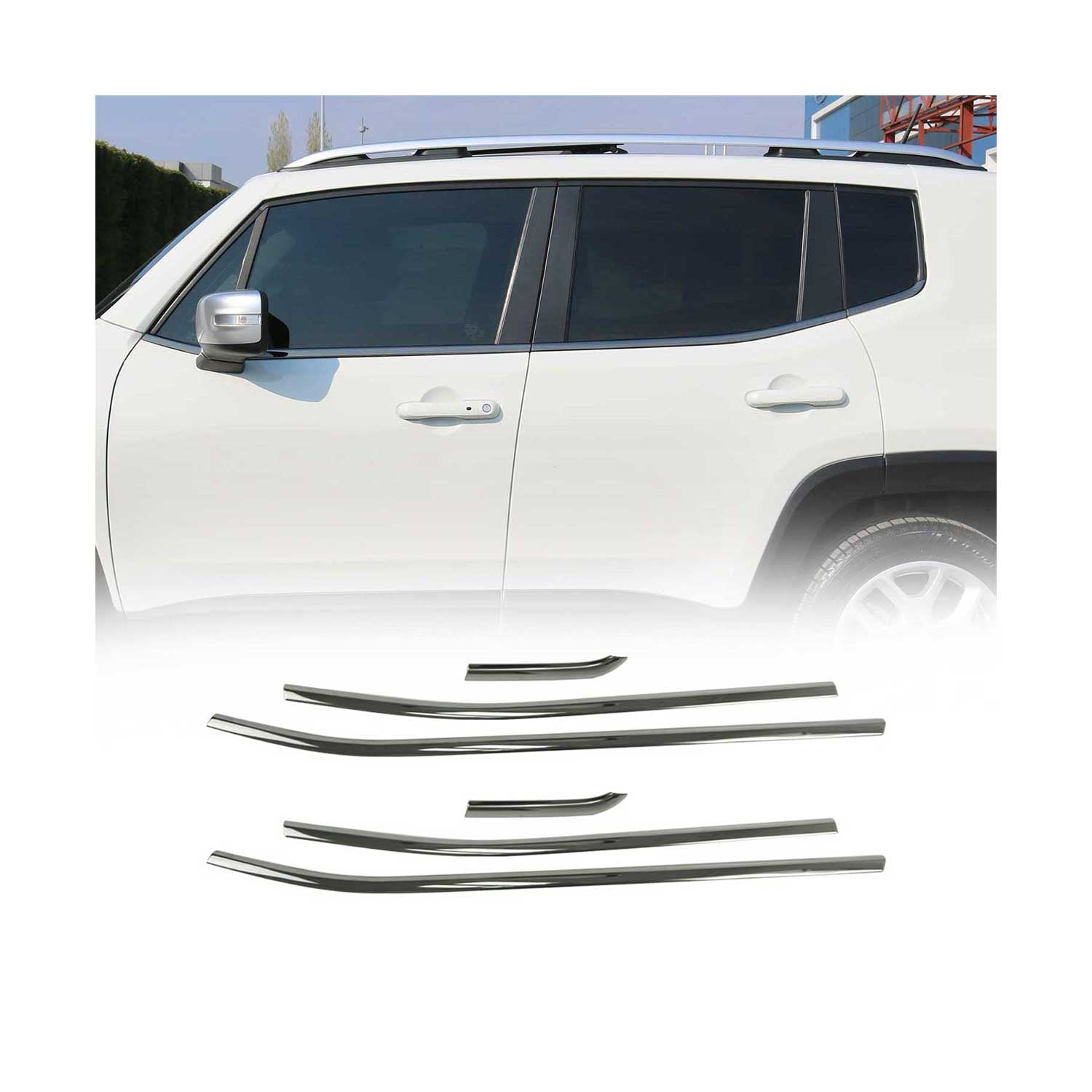 2019-2024 Jeep Renegade Window Molding Trim Streamer Steel Dark 6 Pcs