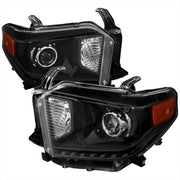 2014-2021 Toyota Tundra Retro Style V2 Projector Headlights Matte Black/Clear