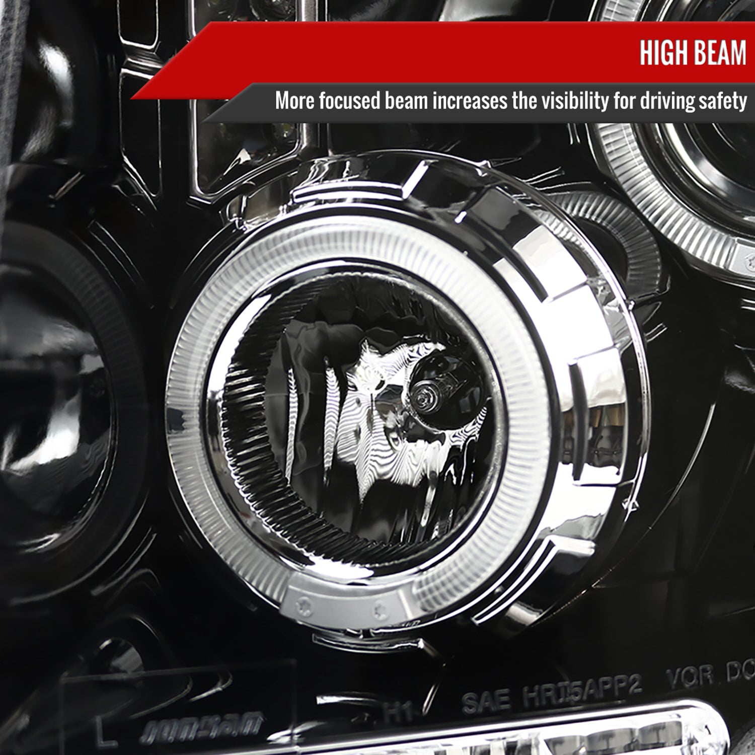 2009-2014 Ford F-150 Dual Halo Projector Headlights Jet Black/Clear Lens