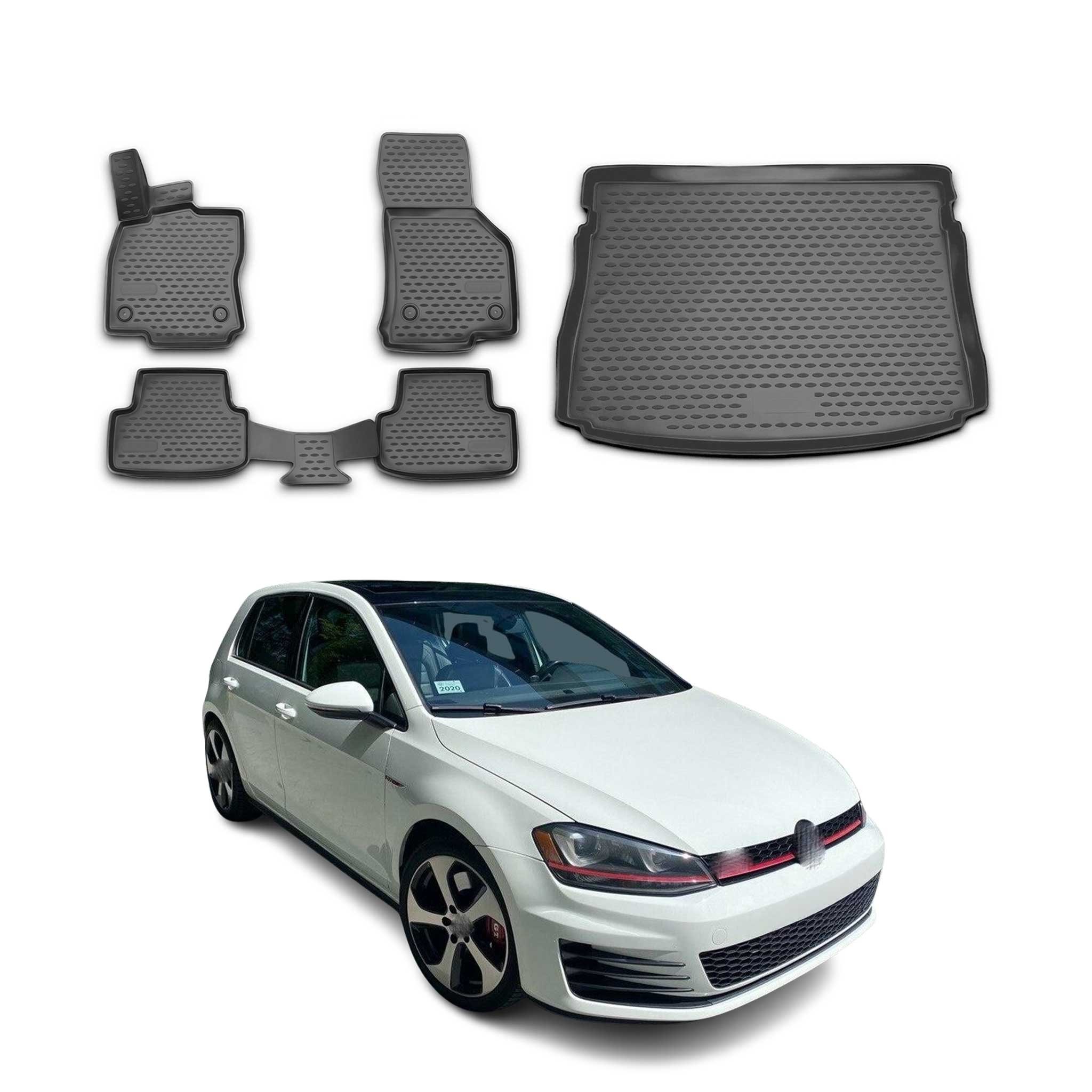 2015-2021 VW Golf GTI MK7 Floor Mats & Cargo Liner Full Set All Weather Black