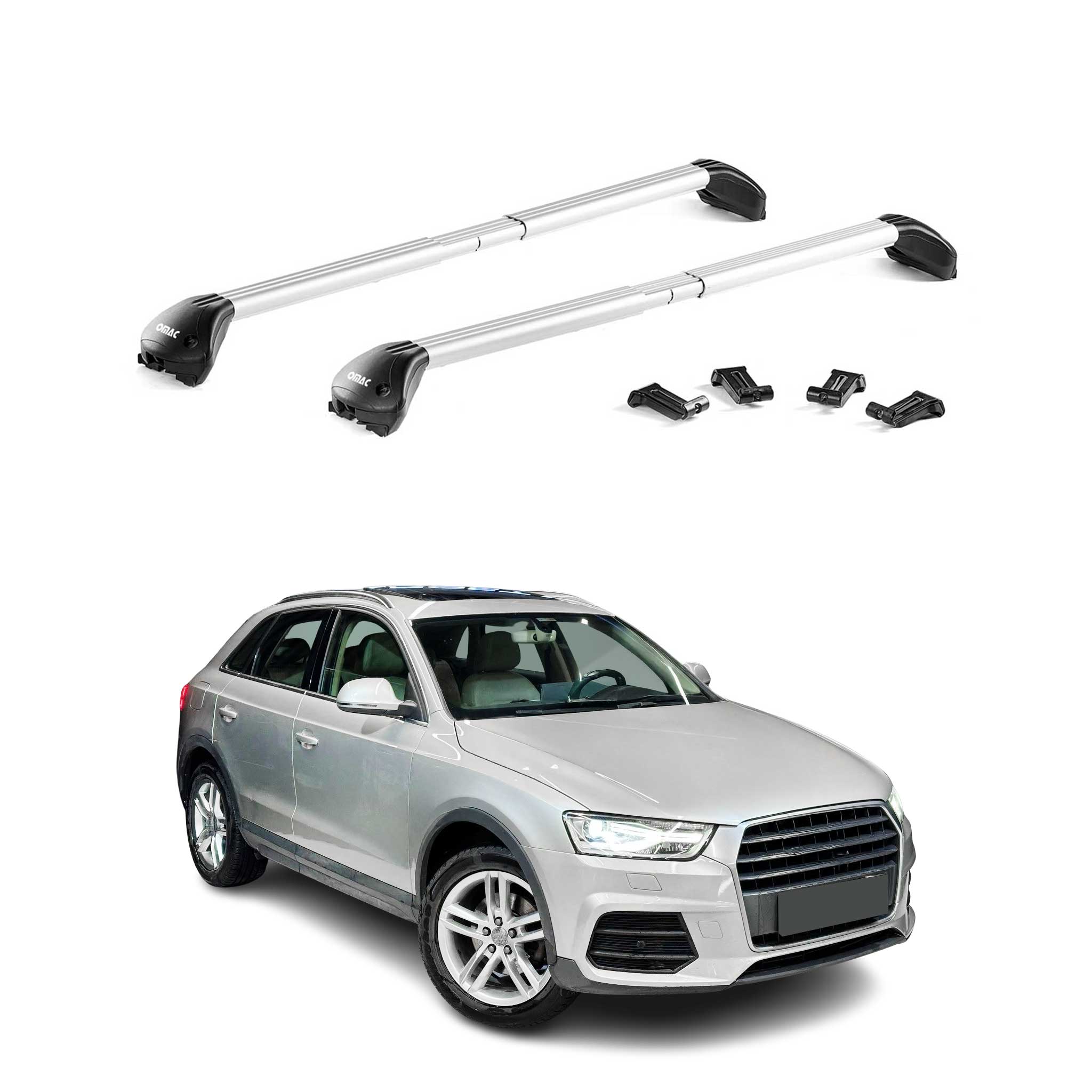 2015-2018 Audi Q3 Roof Rack Cross Bars Silver