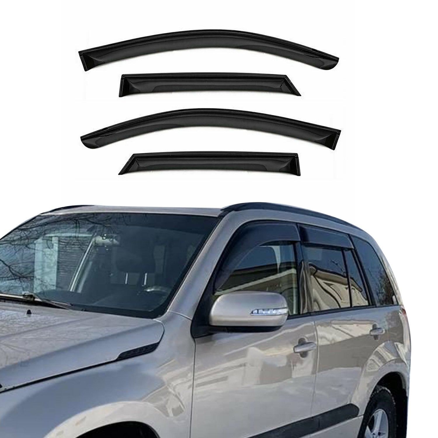 2006-2013 Suzuki Grand Vitara Window Visor Vent Rain Deflector 4Pcs Smoke