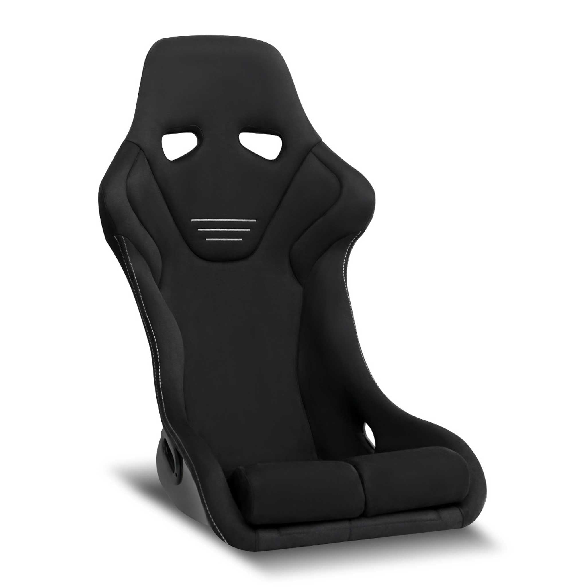 Universal Bucket Racing Seat Fiber Glass Black Suede Double Silver Stitch