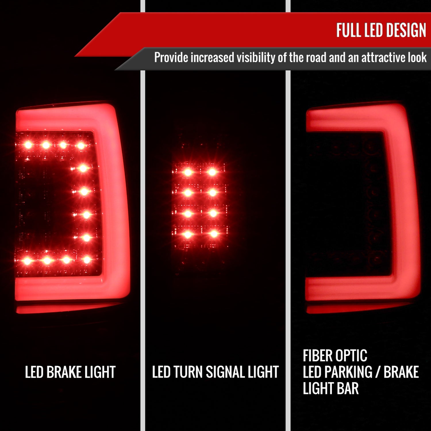 2000-2006 Chevy Suburban/Tahoe/Yukon/Yukon XL LED C Bar Tail Lights Jet Black