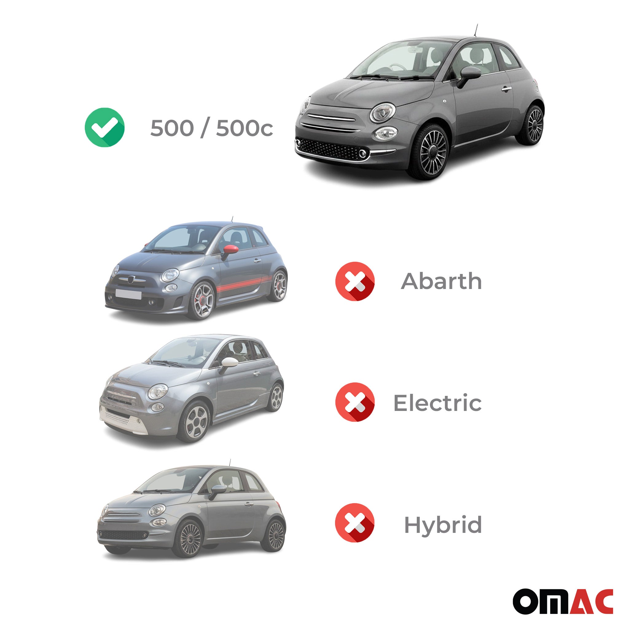 2012-2016 Fiat 500 Floor Mats & Cargo Liner Full Set All Weather Black