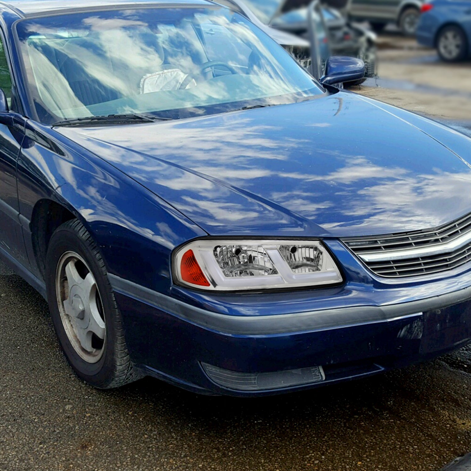 2000-2005 Chevy Impala LED Bar Factory Style Headlights Chrome/Clear Lens