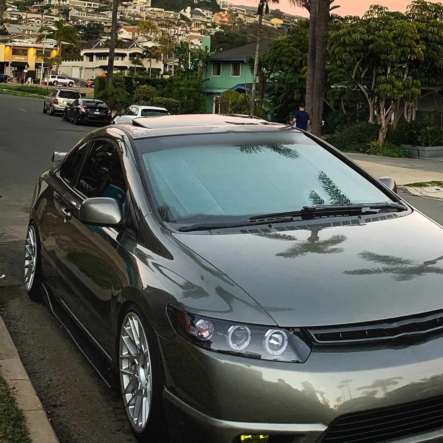 2006-2011 Honda Civic Coupe Dual Halo Projector Headlights Glossy Black/Smoke