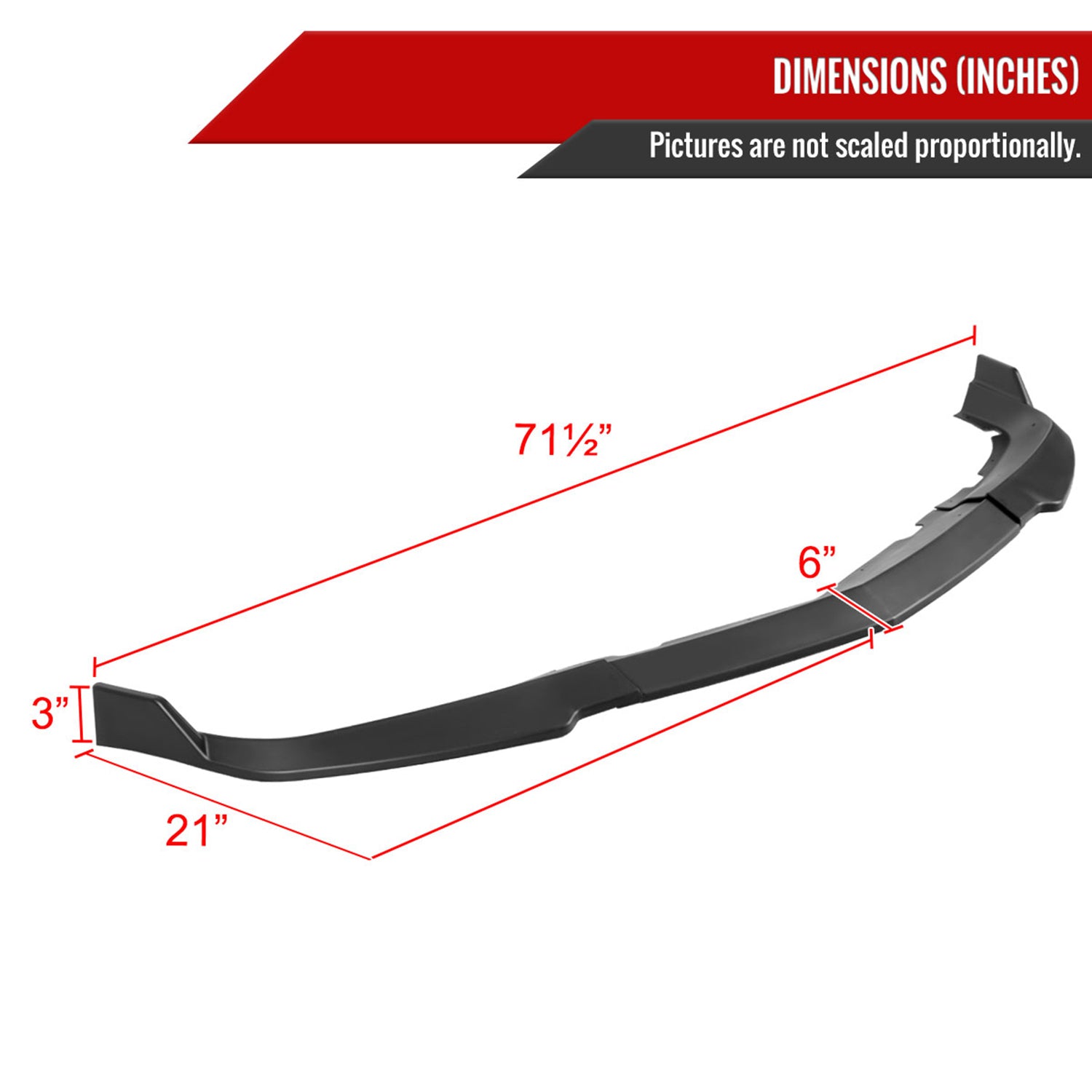 2011-2014 Dodge Charger Matte Black 3Pcs Front Bumper Lip Splitter Kit