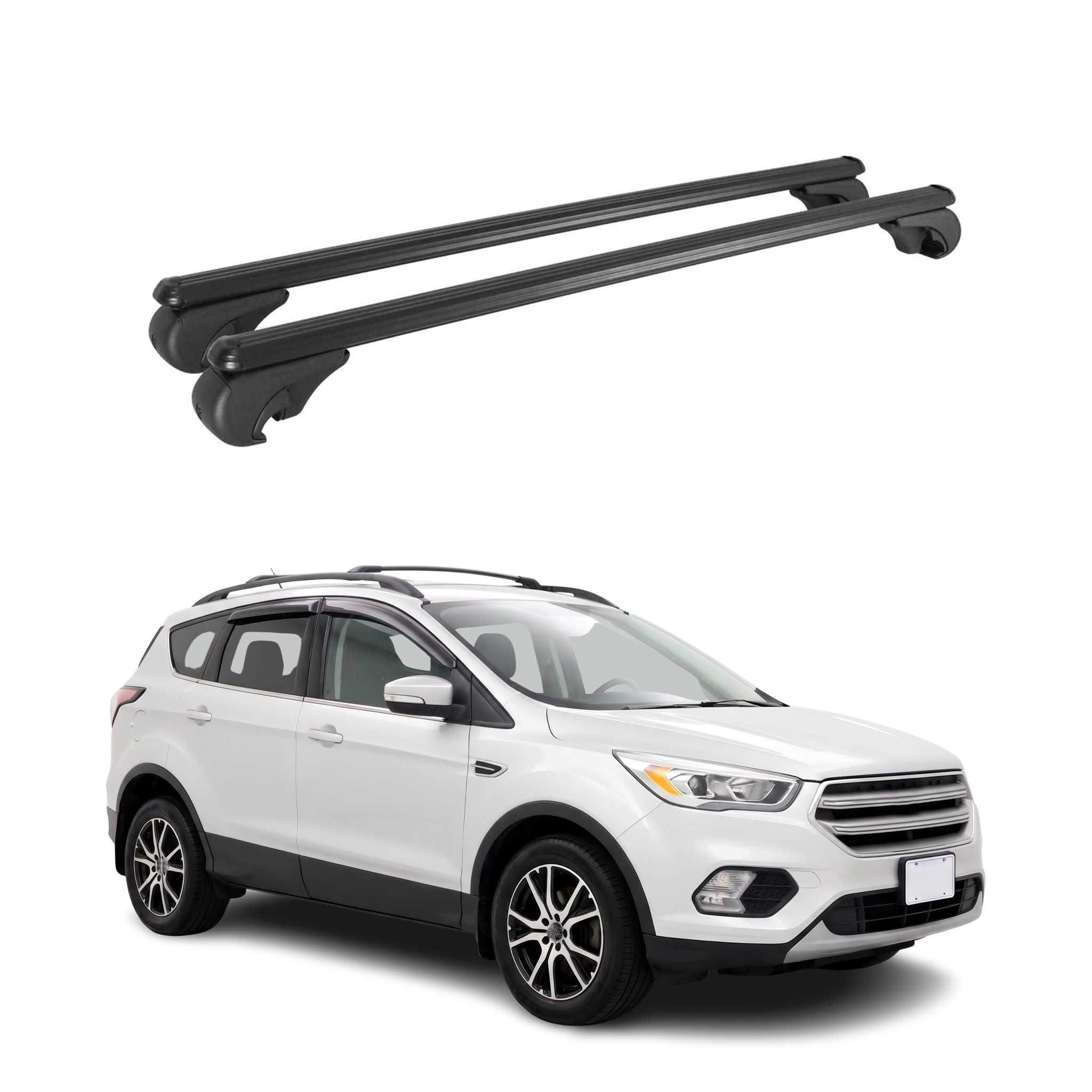 Roof Racks Cross Bars Luggage Carrier for Ford Escape 3.gen 2013-19 TÜV Black 2x