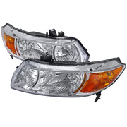 2006-2011 Honda Civic Coupe Factory Style Crystal Headlights Chrome/Clear Lens