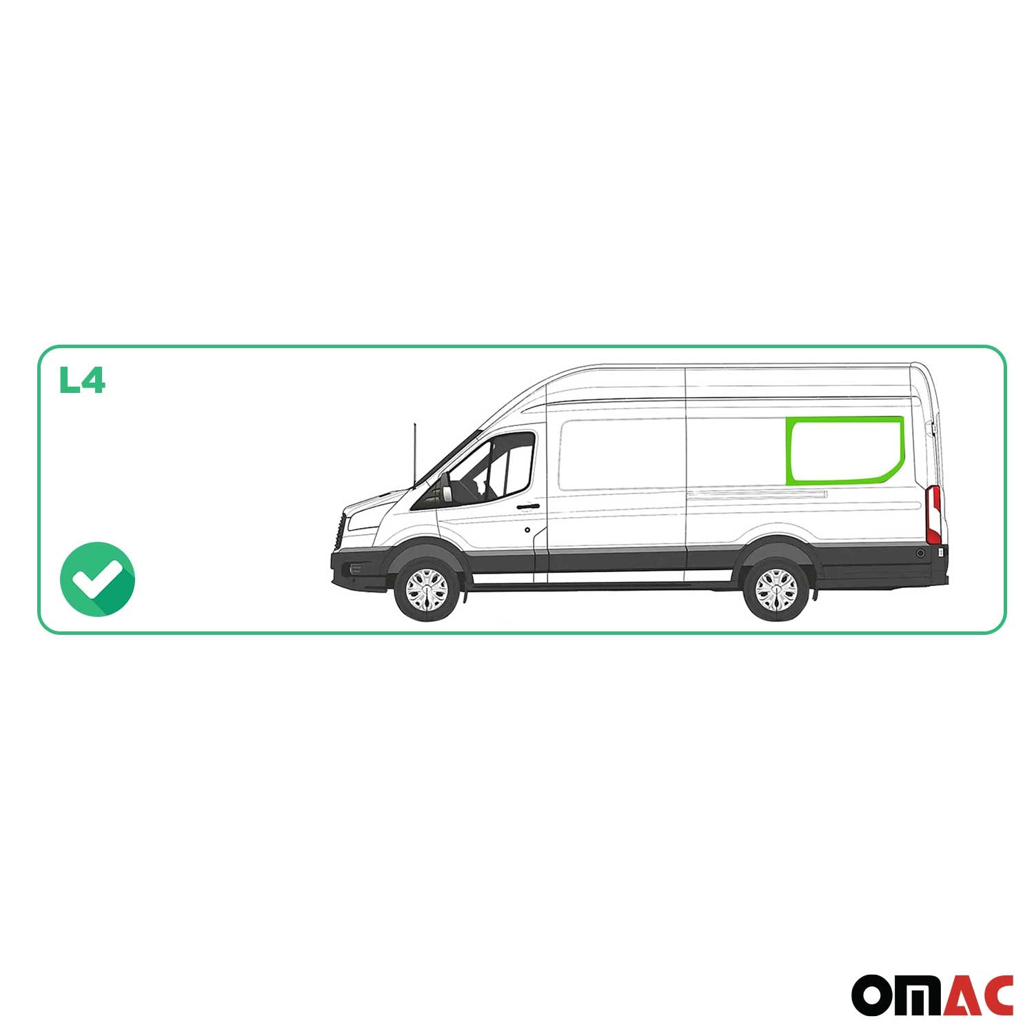 2015-2026 Ford Transit Window Glass Mid-High Roof Rear Left Side L4 Black