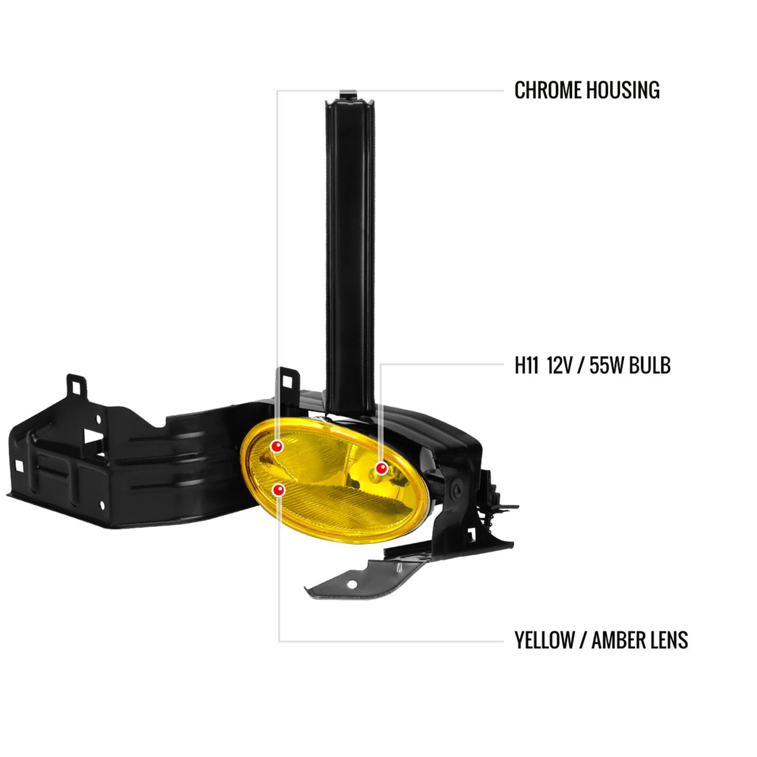 2008-2010 Honda Accord 2DR Coupe H11 Fog Lights Kit Chrome/Smoke Lens