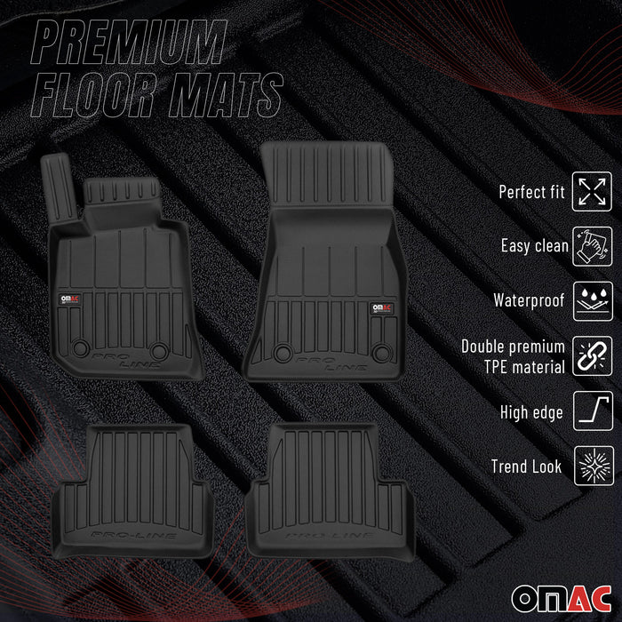 OMAC Premium Floor Mats for for BMW i4 Gran Coupe 2022-2024 Black 4x TPE Rubber