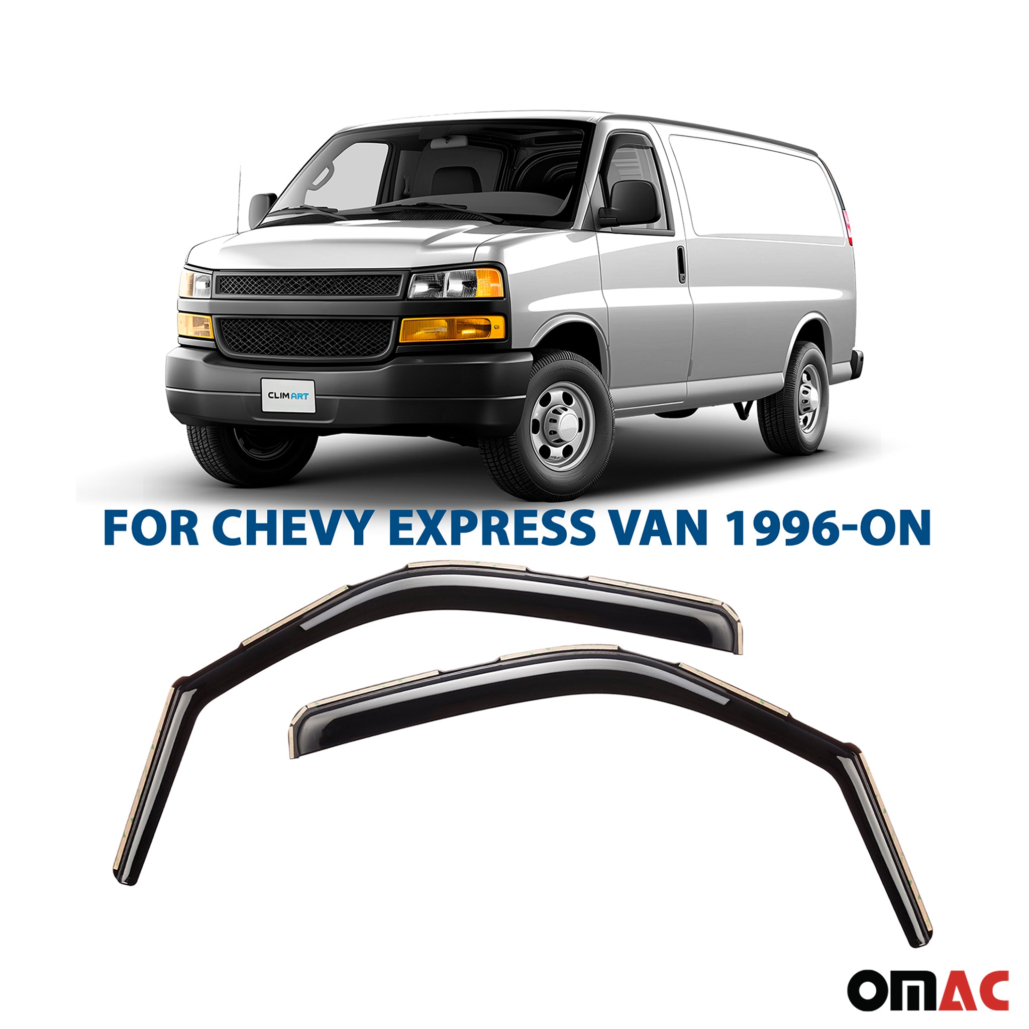Clim Art Wind Deflectors for Chevrolet Express Van 1500 1996-2014 Smoke 2 Pcs