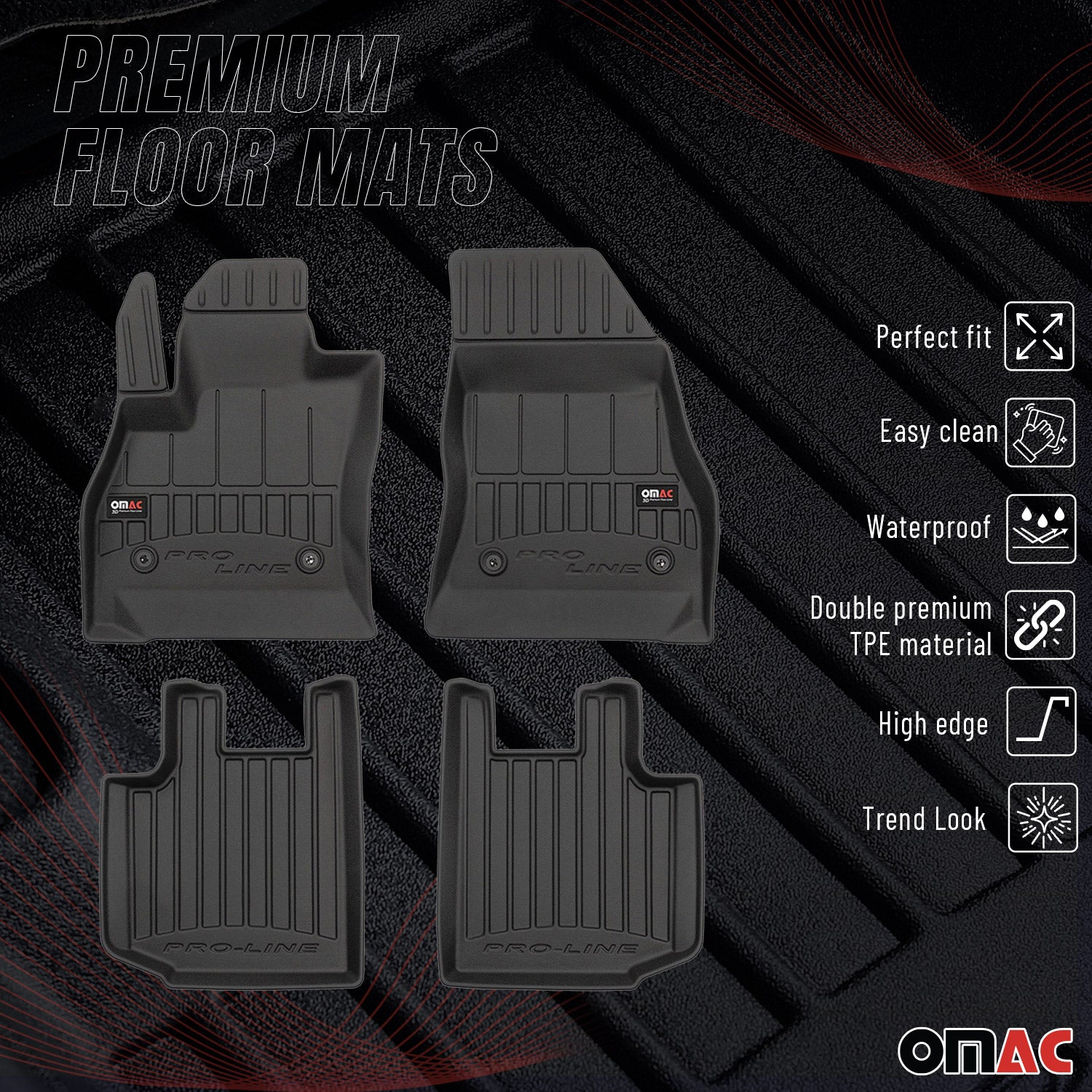 2014-2020 Fiat 500L Premium Floor Mats Liners Full Set All Weather Heavy Duty