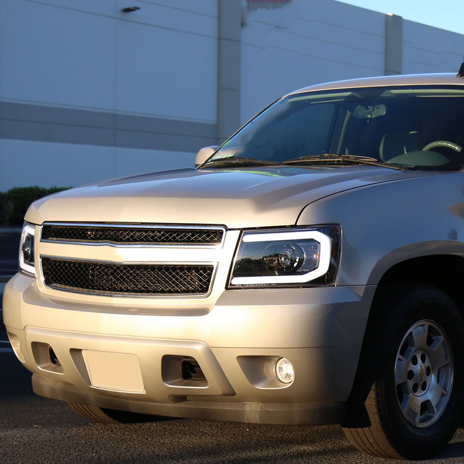 2007-2013 Chevy Avalanche/ 07-2014 Tahoe Suburban LED C-Bar Headlights Jet Black