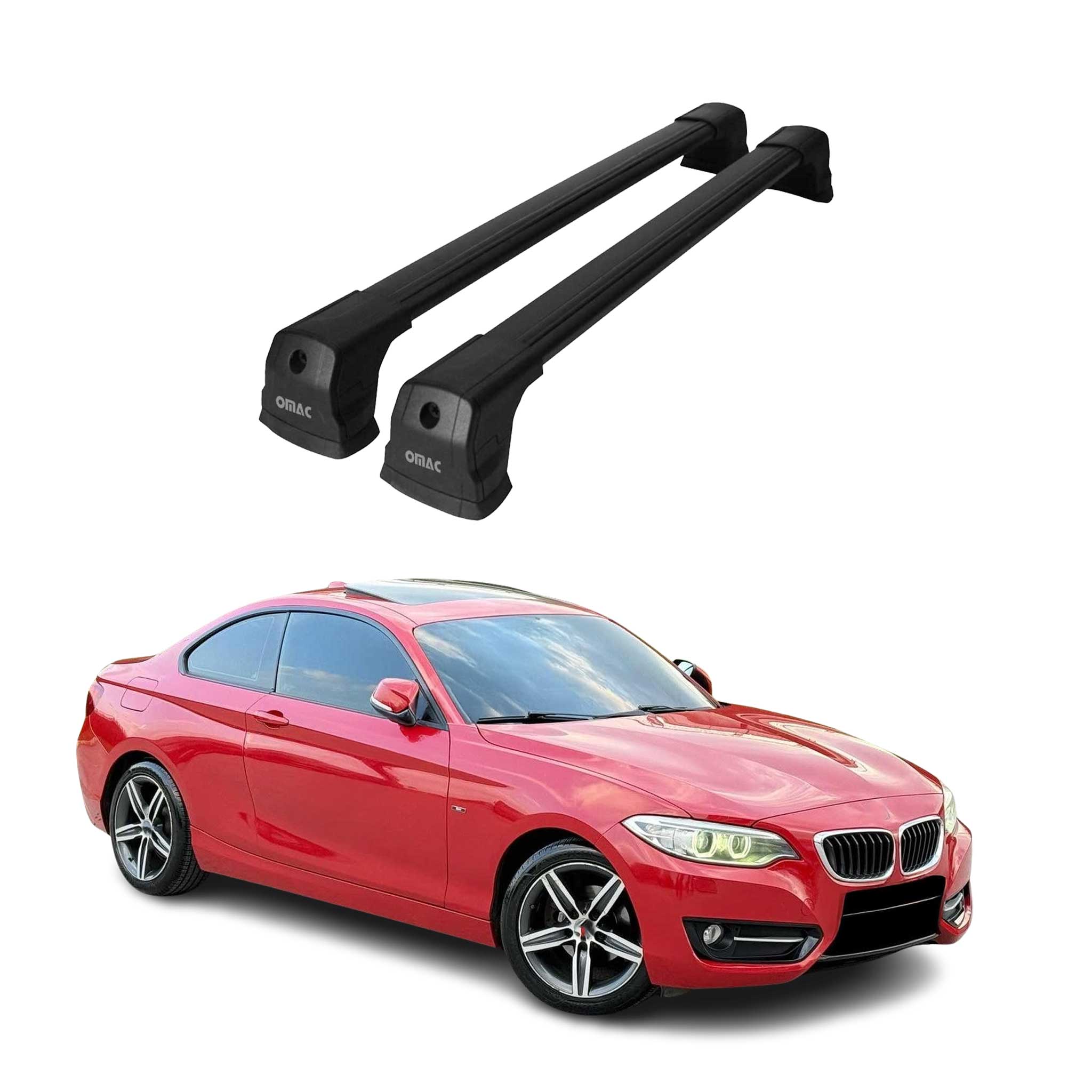 2014-2021 BMW 2 Series F22 Coupe Roof Rack Cross Bars Black