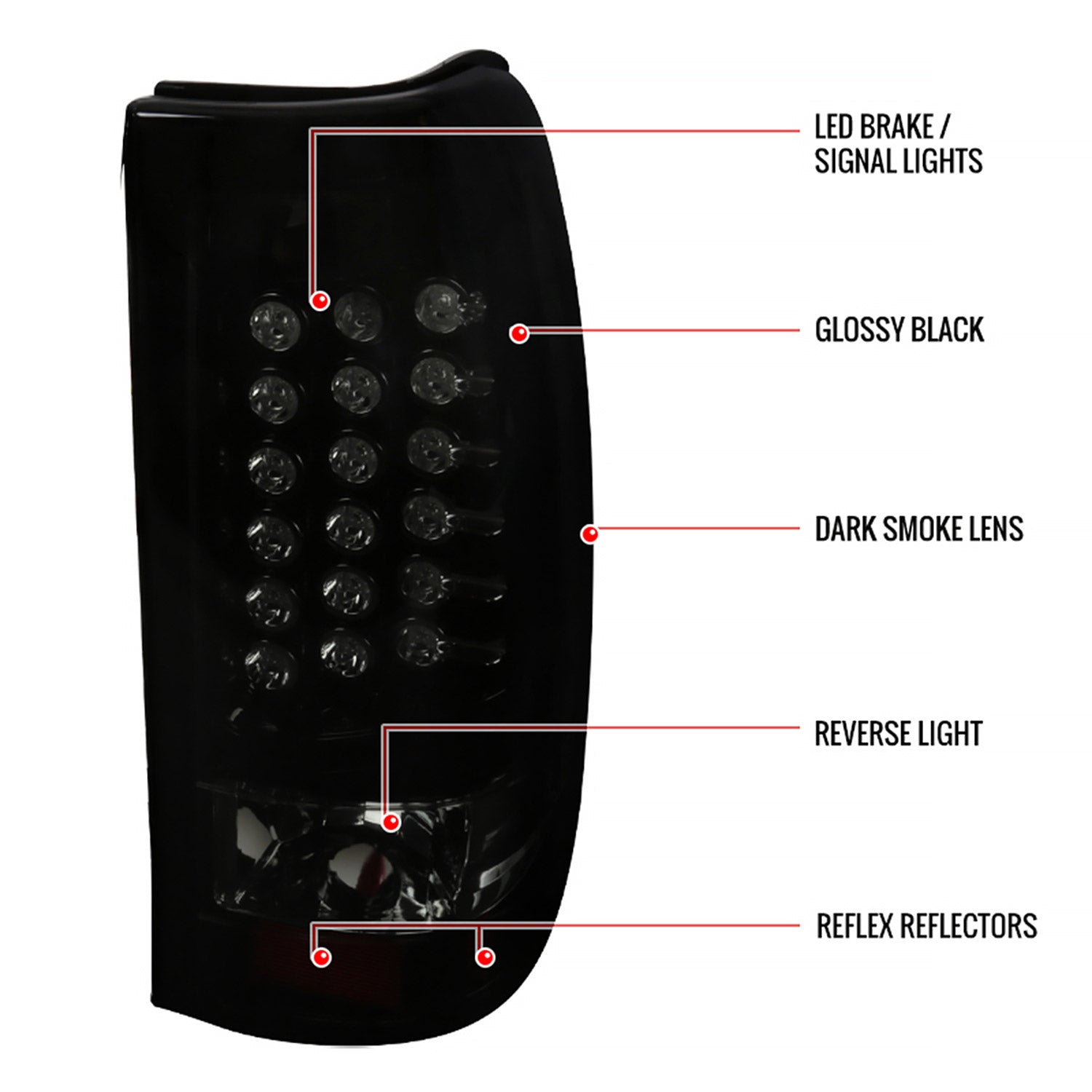1999-2002 Chevy Silverado/ 99-2006 GMC Sierra LED Tail Lights Glossy Black/Smoke
