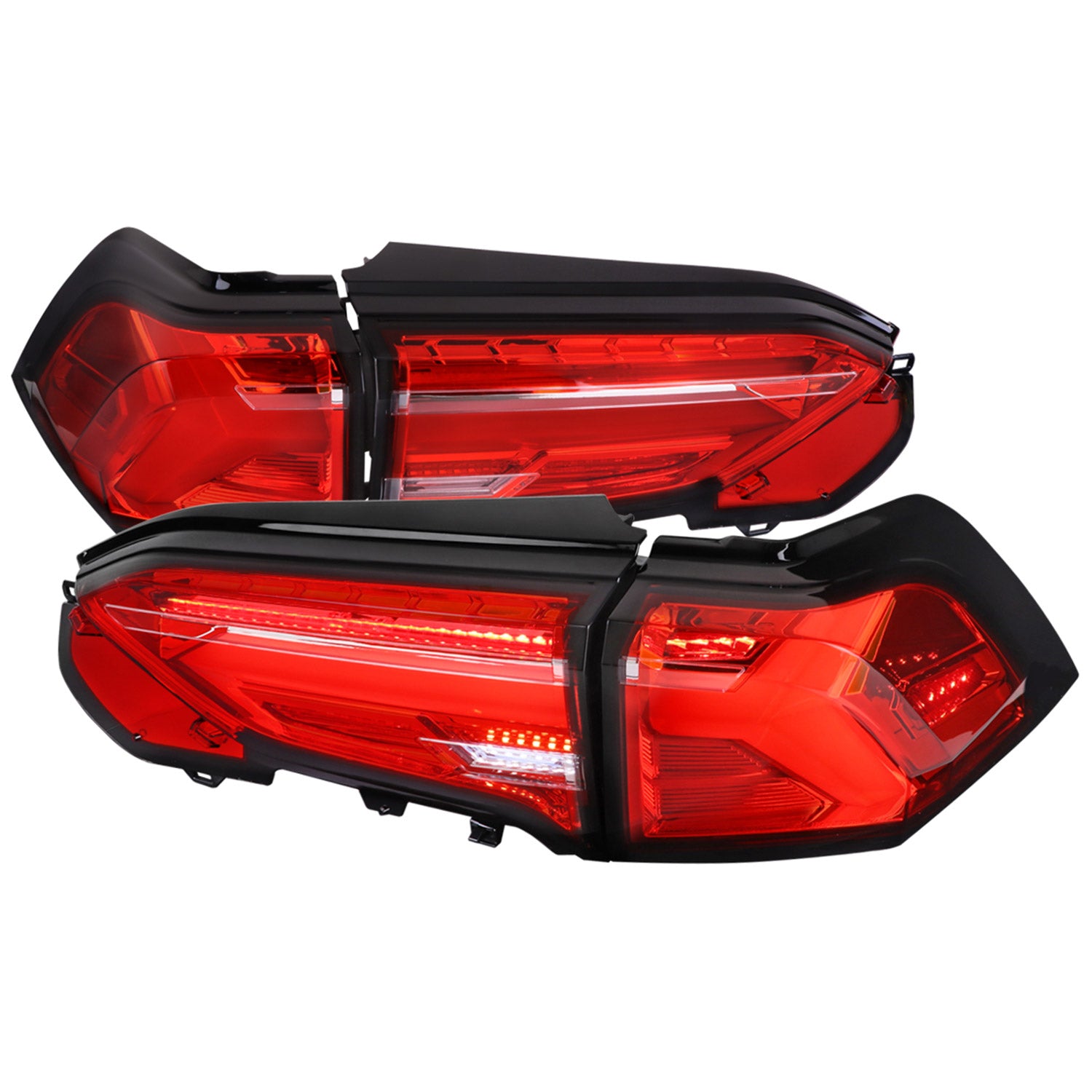 2019-2024 Toyota RAV4 Red LED Bar Sequential Signal Tail Lights Chrome/Red