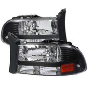 1997-2004 Dodge Dakota/ 1998-2003 Durango Crystal Headlights Matte Black/Clear