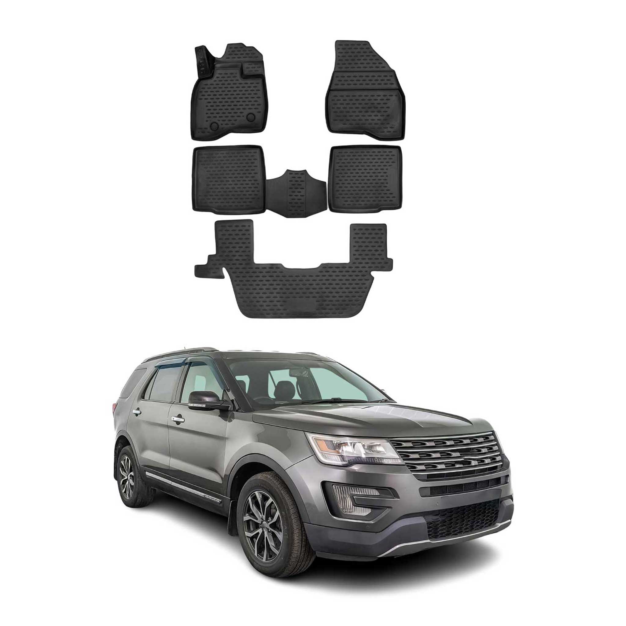 2016-2019 Ford Explorer Floor Mats Liners Full Set All Weather Black