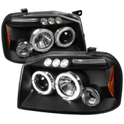 2001-2004 Nissan Frontier Dual Halo Projector Headlights Matte Black/Clear