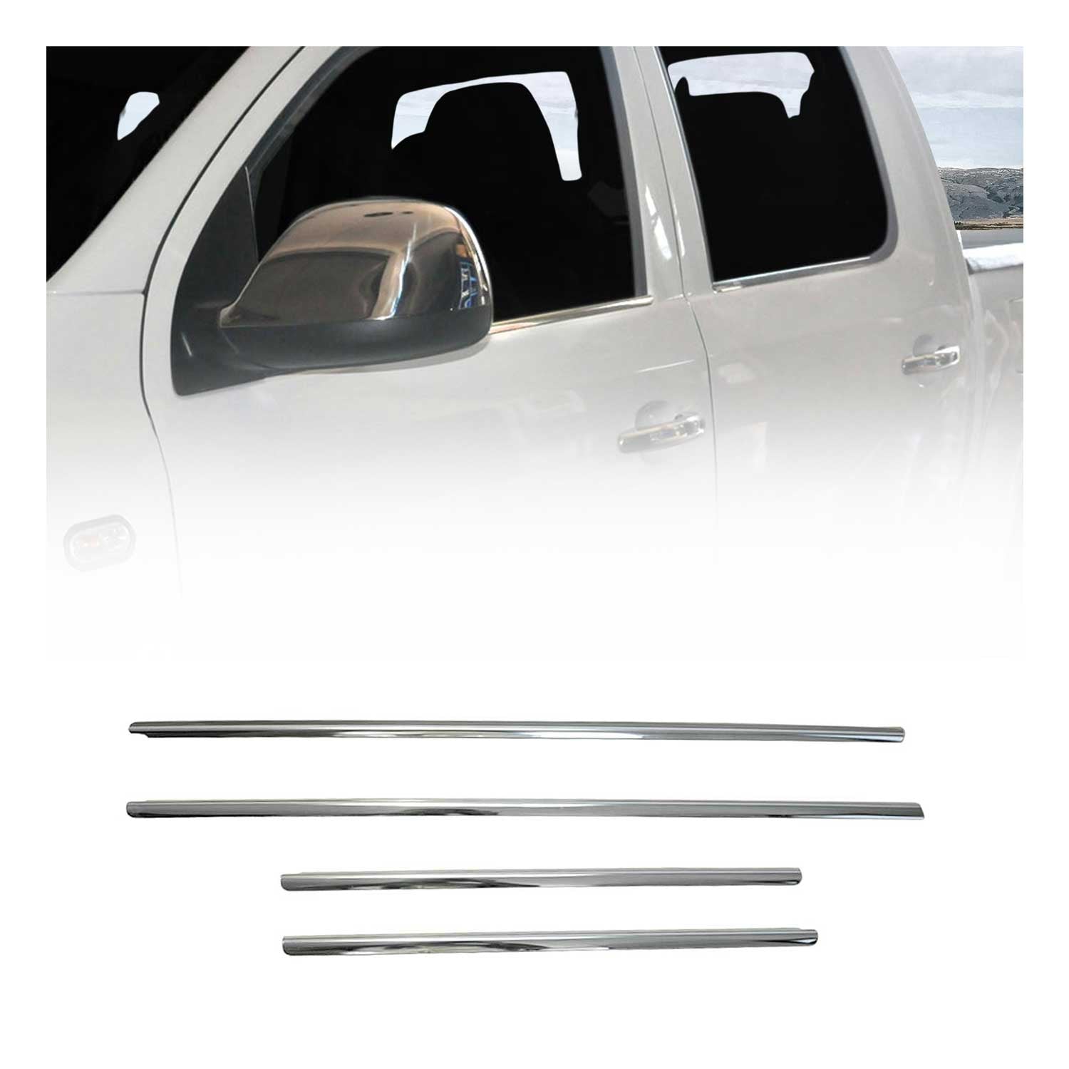 2010-2020 VW Amarok Window Molding Trim Streamer Stainless Steel Silver 4Pcs