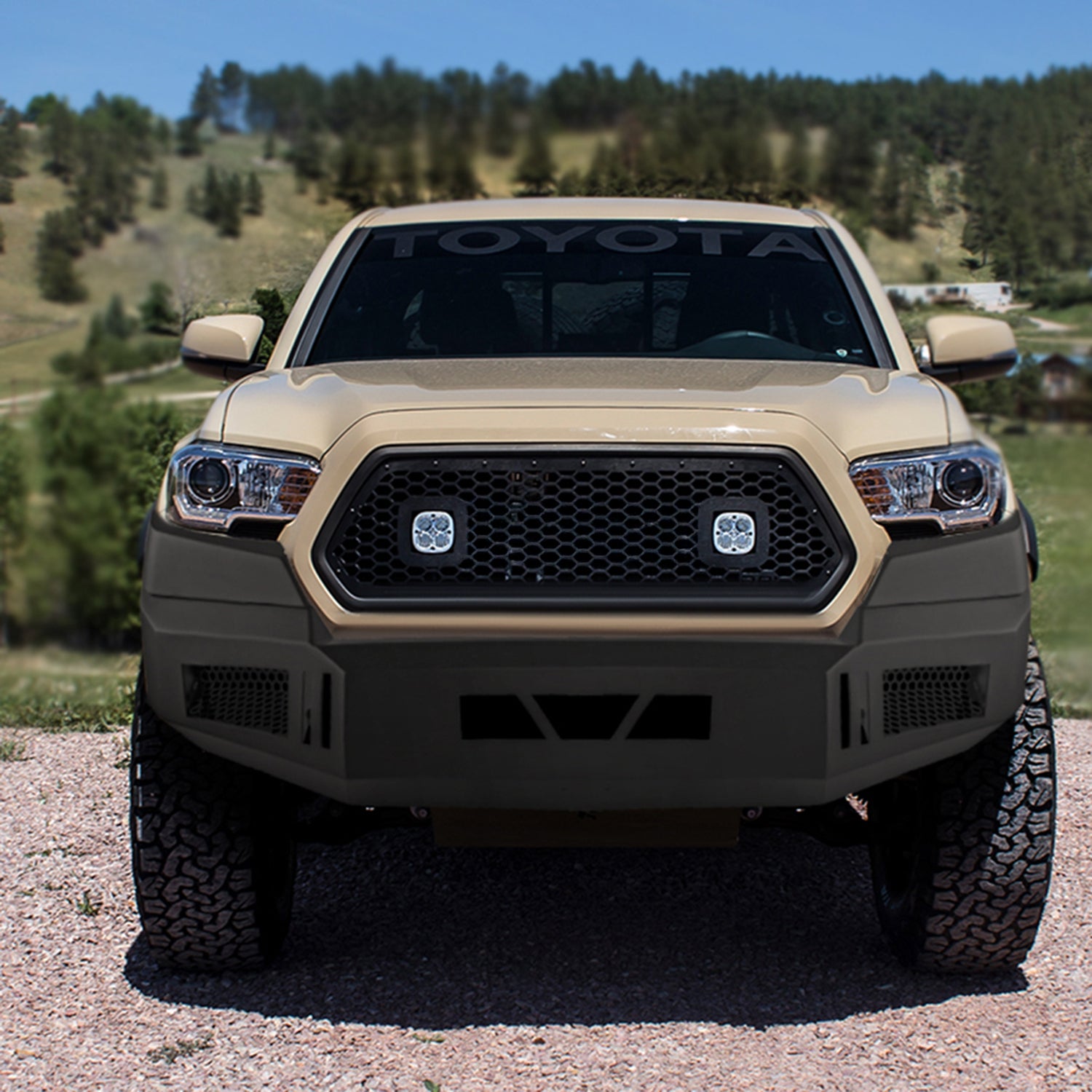 2016-2021 Toyota Tacoma Black Heavy Duty Steel Front Bumper & LED Light Ports