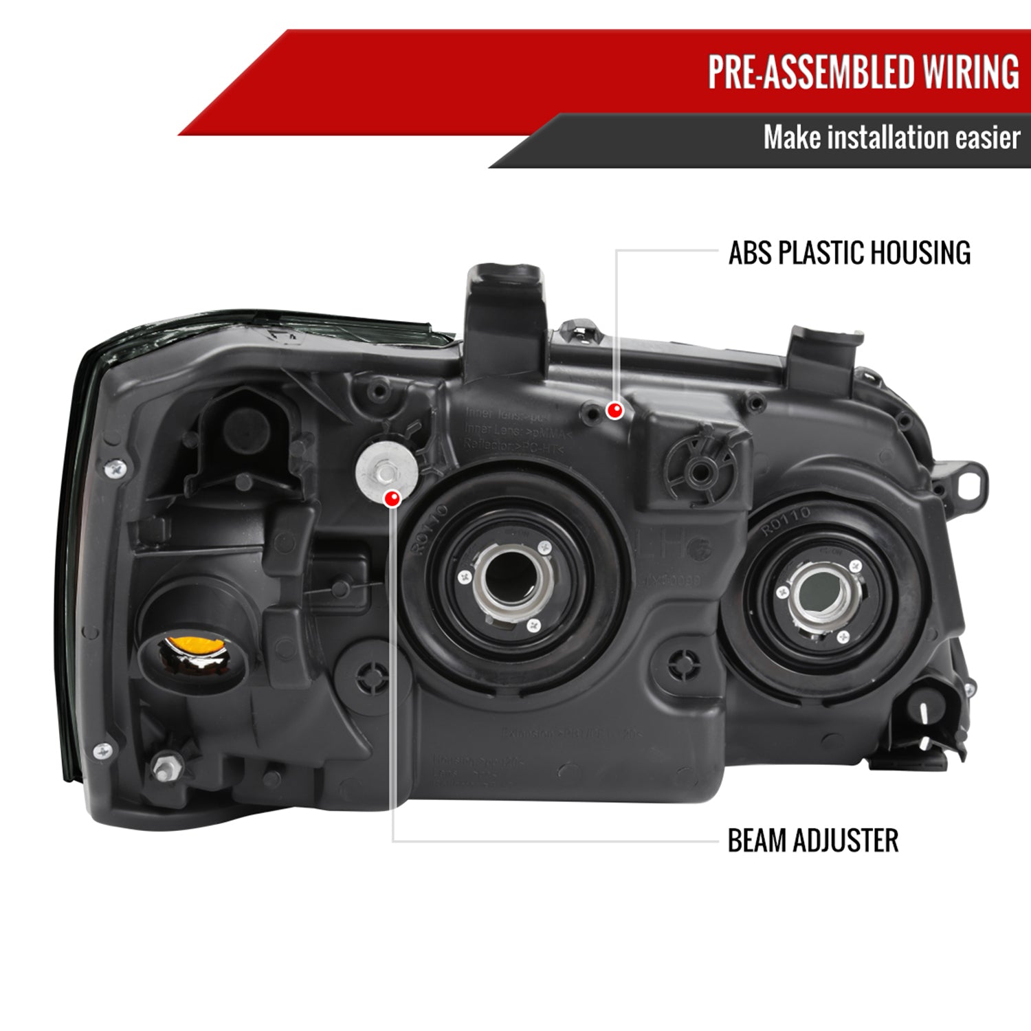 2004-2007 Toyota Highlander Factory Style Headlights Chrome/Smoke Lens