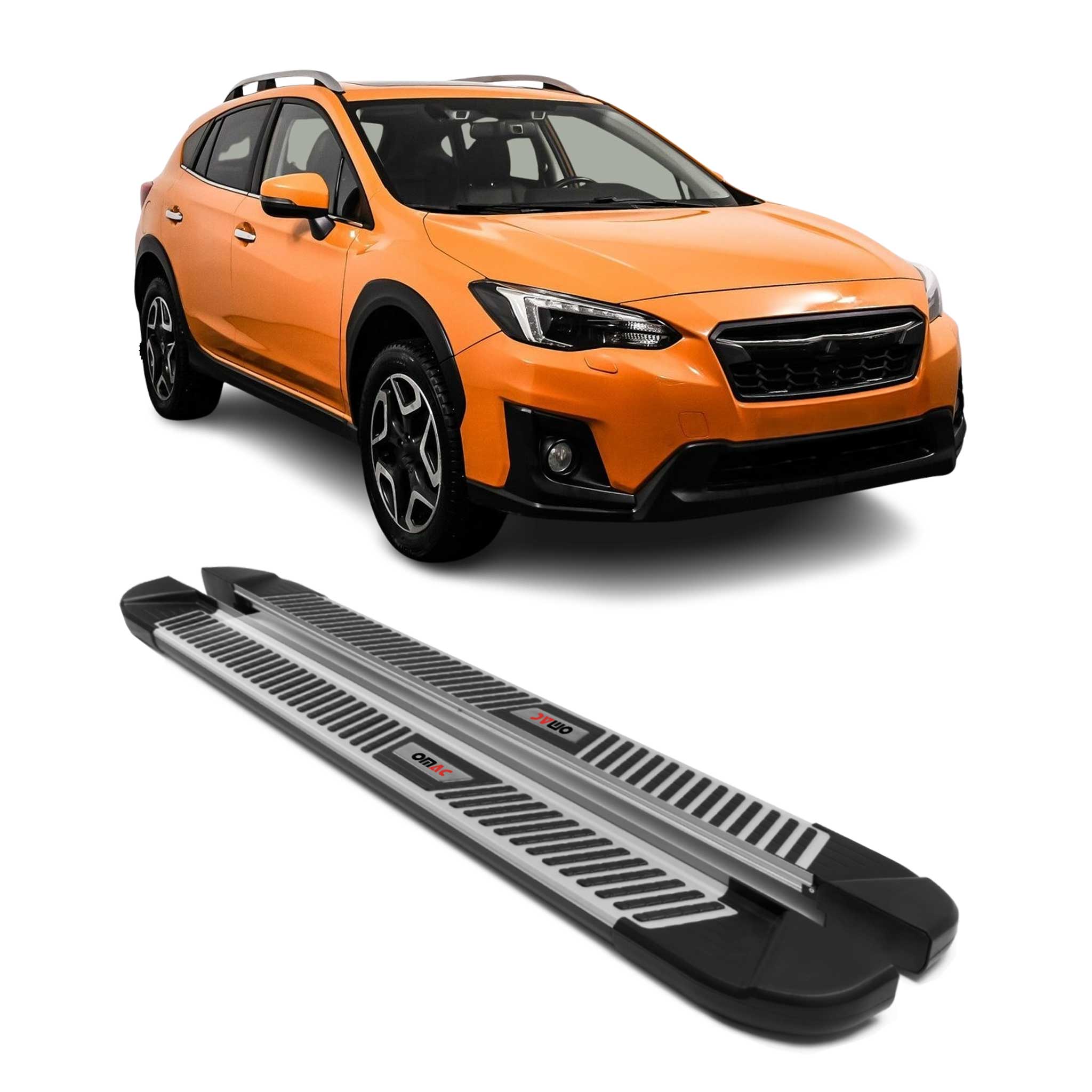 2013-2015 Subaru XV Crosstrek Running Boards Side Steps Silver & Black