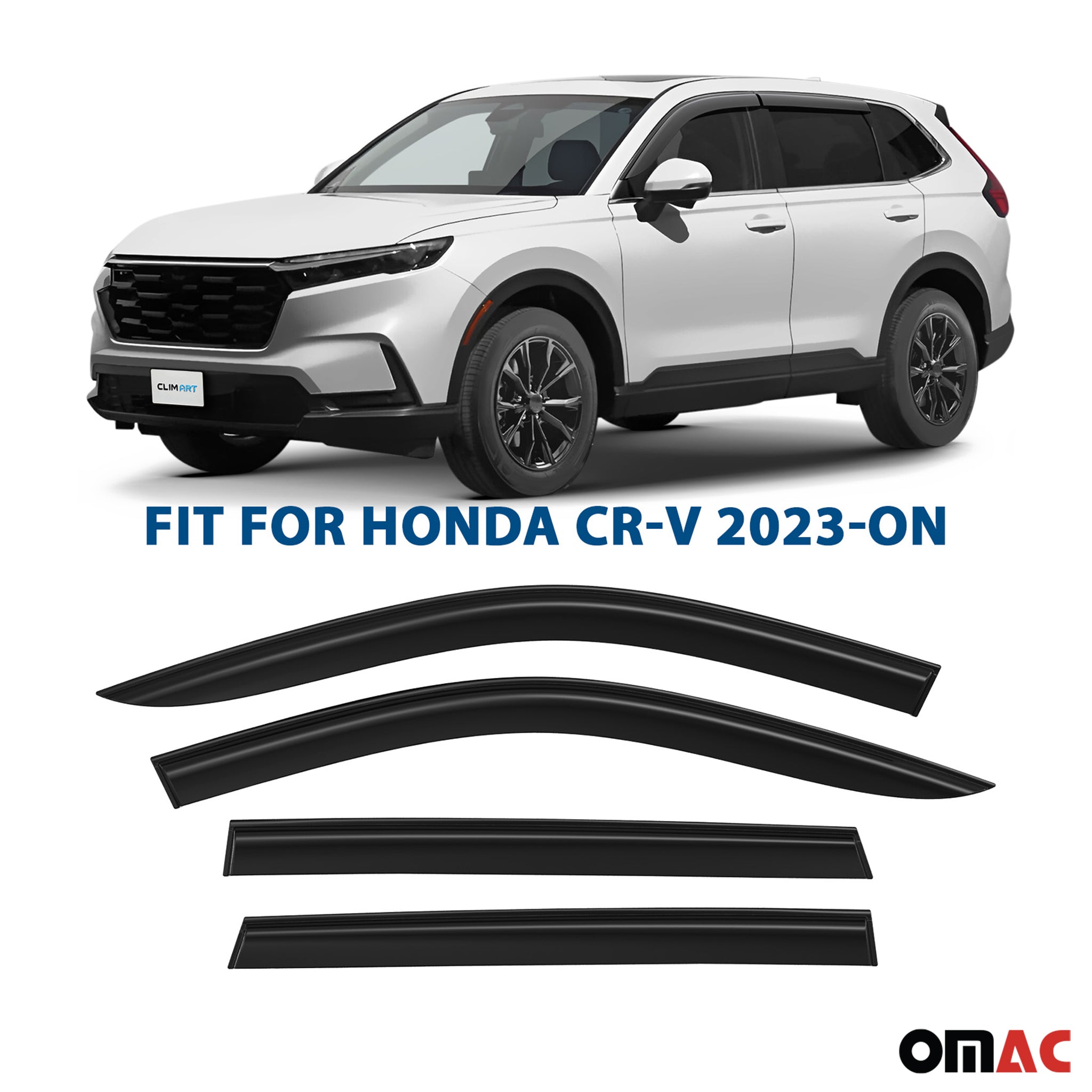 Clim Art Wind Deflectors for Honda CR-V (CRV) 2023-2025 Shatterproof Smoke 4 Pcs