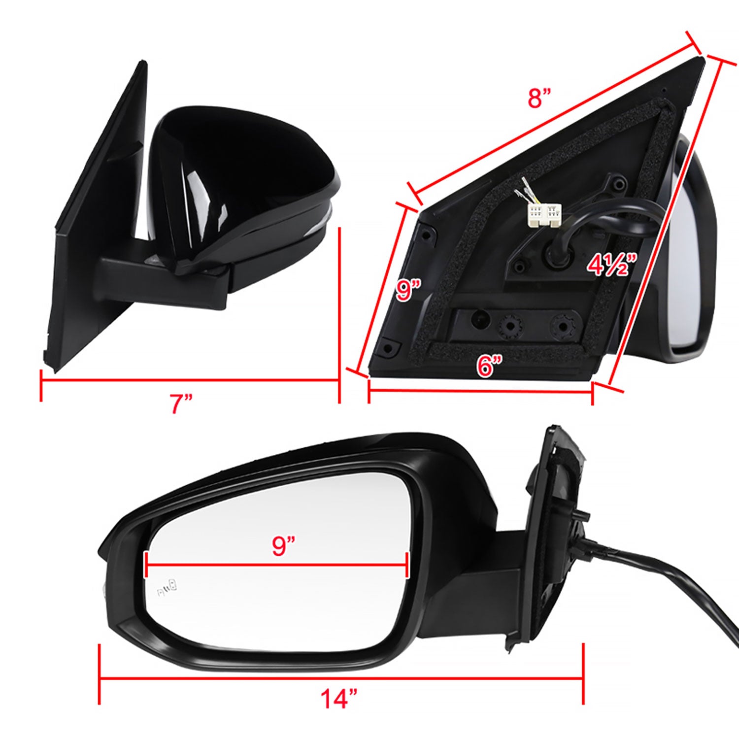 2013-2015 Toyota RAV4 Black 10Pin Auto-Fold Heated & BSM Side Mirror Passenger