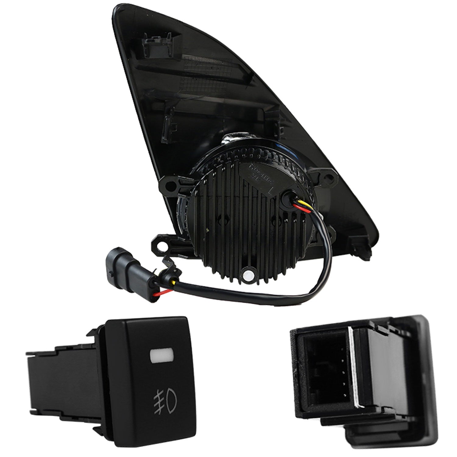 2012-2014 Toyota Camry SMD LED Fog Lights Switch & Black Bezels Chrome