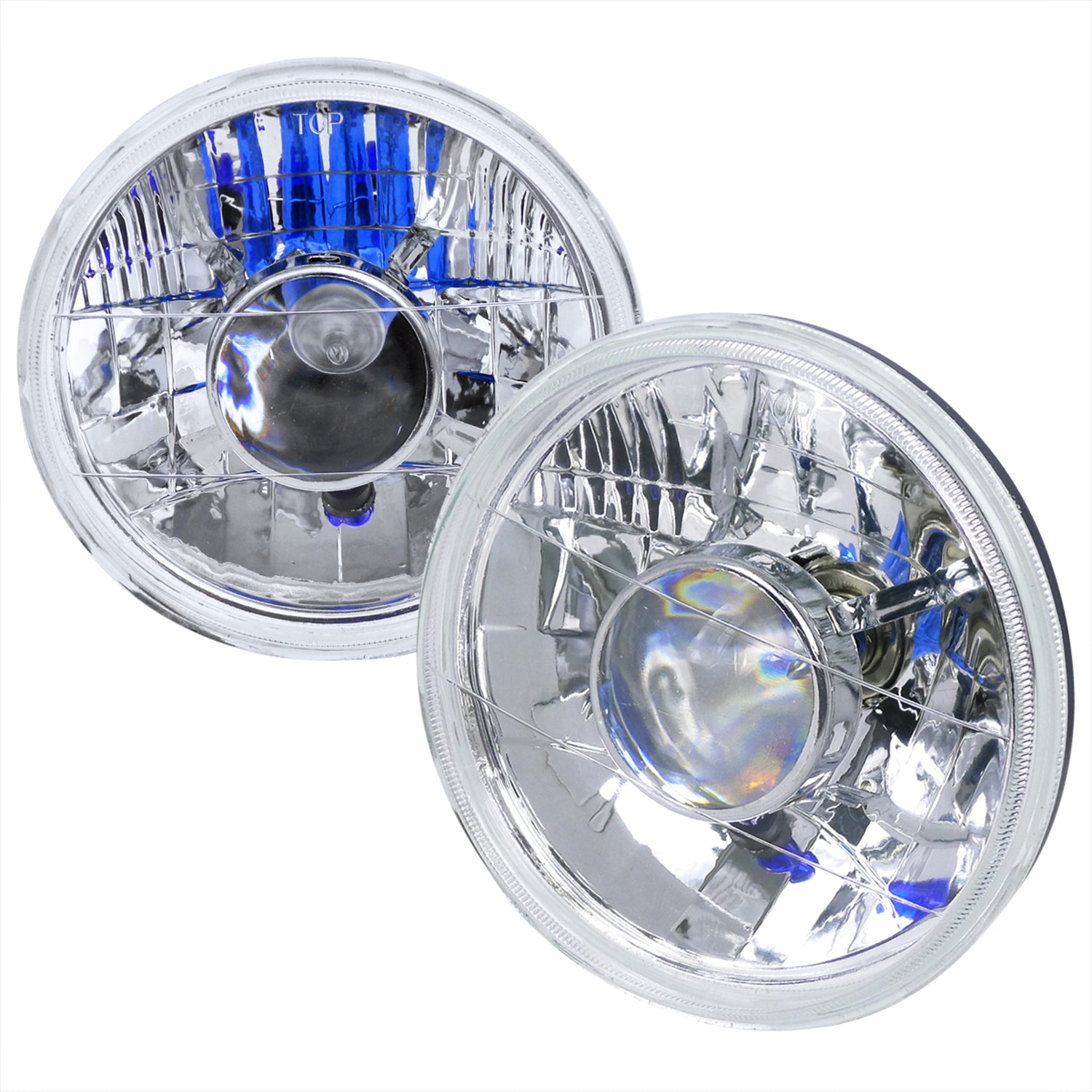 Universal 7" Round H4 Projector Headlights Chrome Housing/Clear Lens