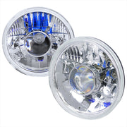 Universal 7" Round H4 Projector Headlights Chrome Housing/Clear Lens