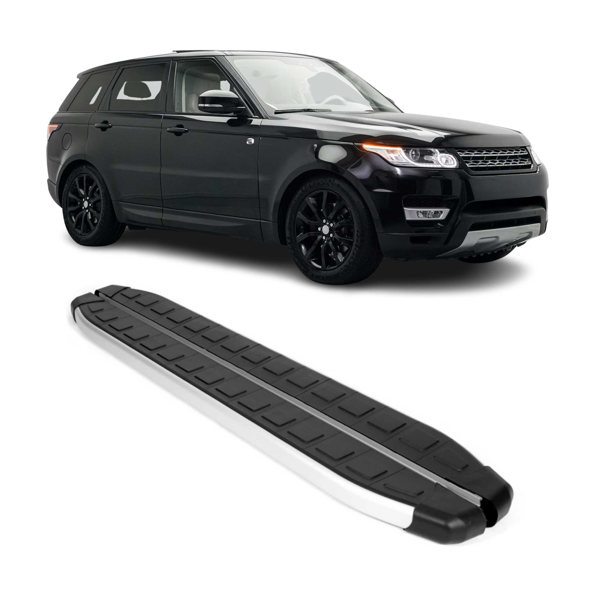 2013-2021 Land Rover Range Rover Running Boards Side Steps Silver & Black