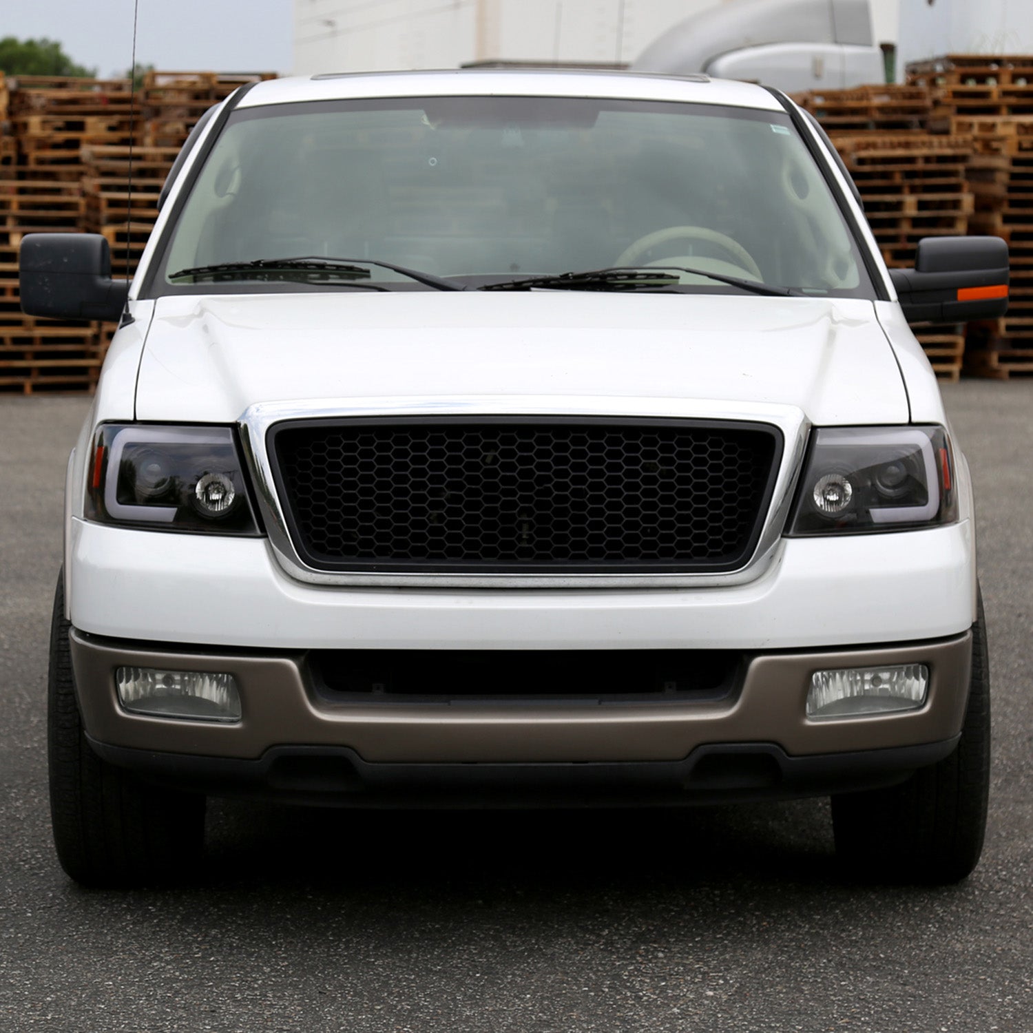 2004-2008 Ford F-150/Lincoln Mark LT LED CBar Projector Headlights Black