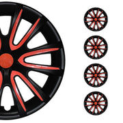 Bicolo Hub Caps Wheel Cover 16" Black Matt & Red Full Set 4 pcs.