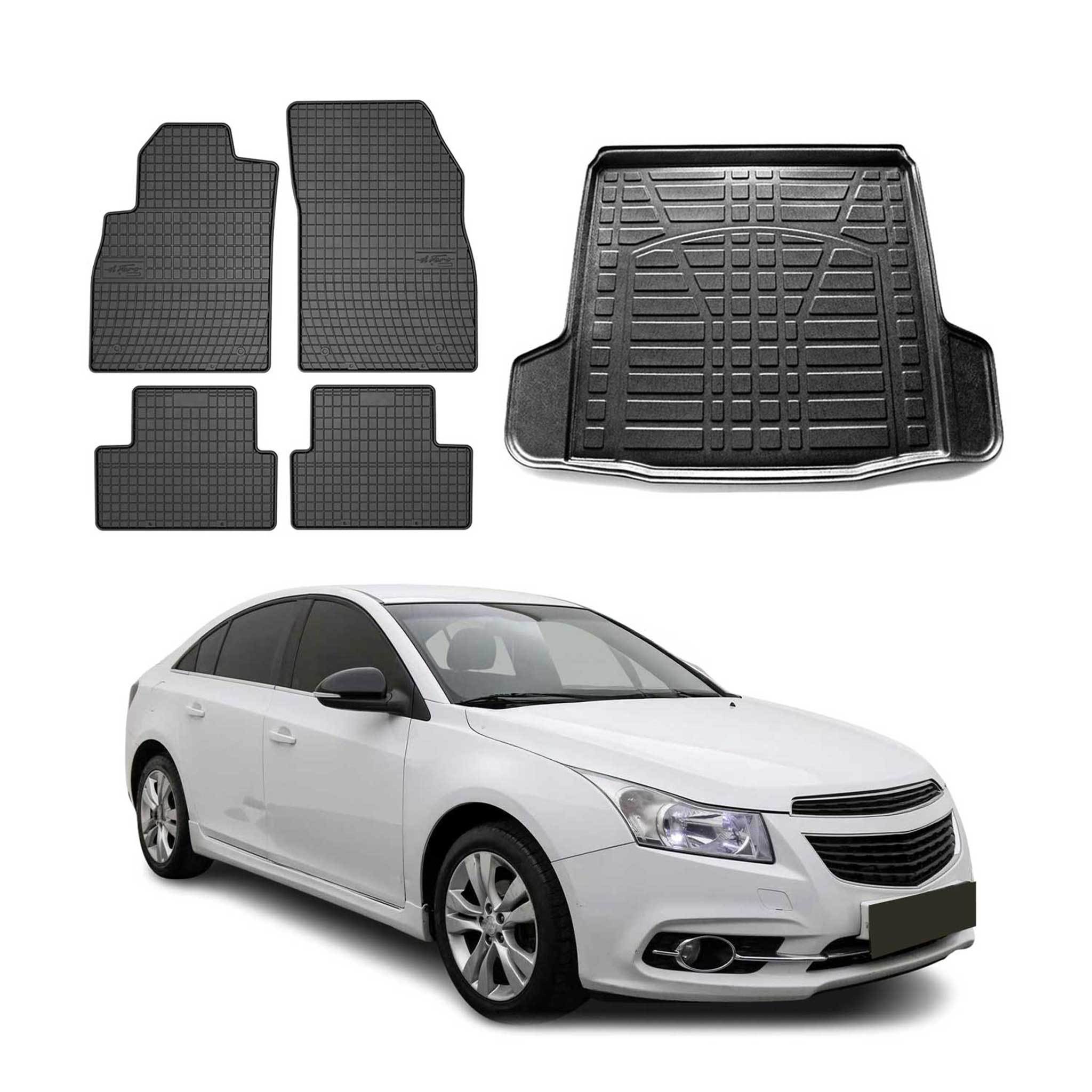 2011-2015 Chevrolet Cruze Floor Mats & Cargo Liner Full Set All Weather Black
