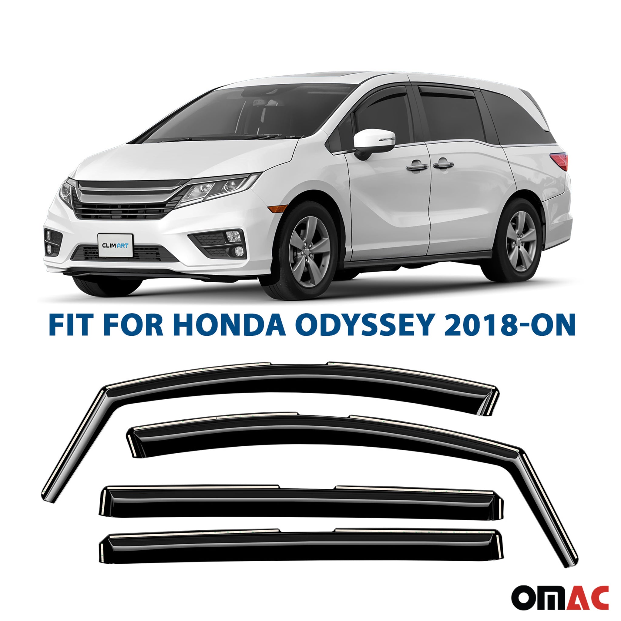Clim Art Wind Deflectors for Honda Odyssey 2018-2025 Shatterproof Dark Smoke 4x