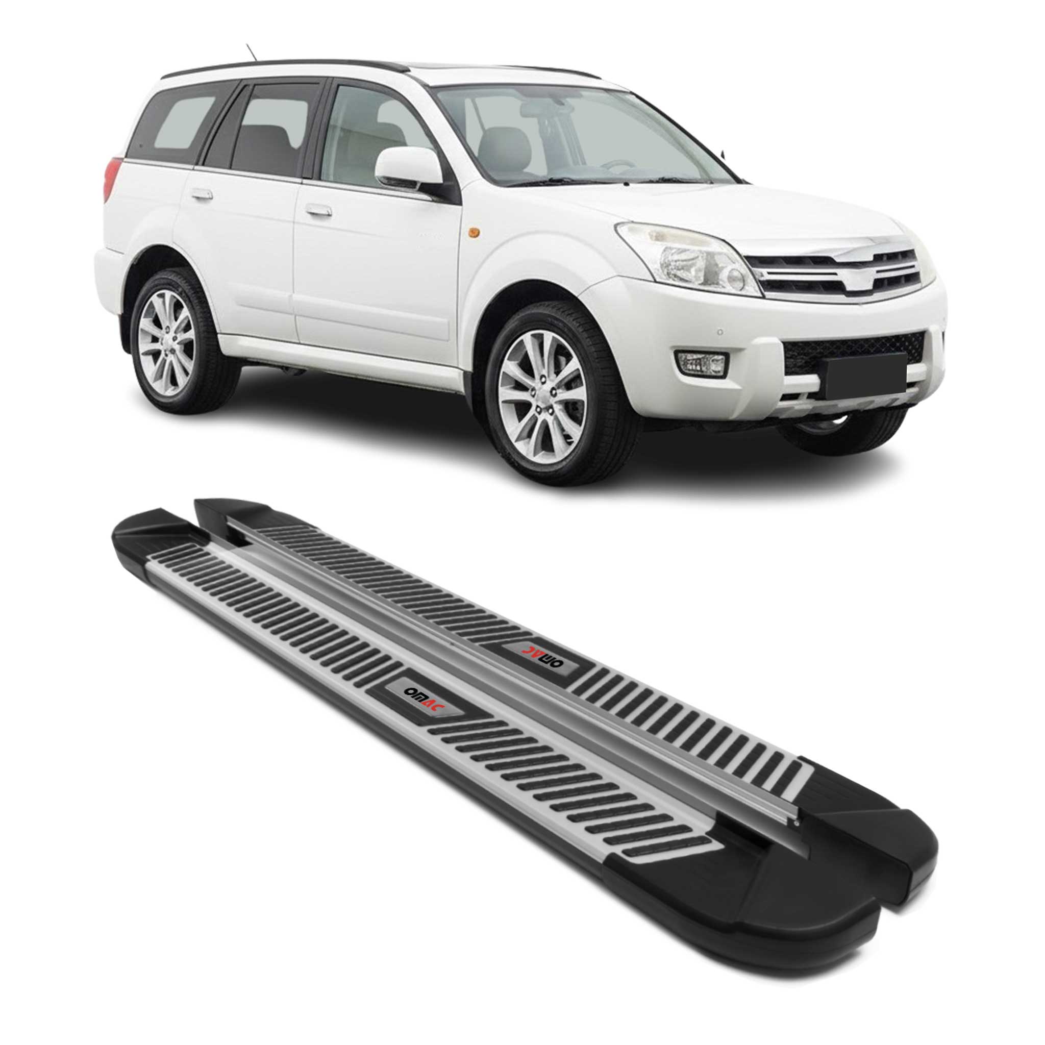 2006-2012 Great Wall Haval Running Boards Side Steps Silver & Black