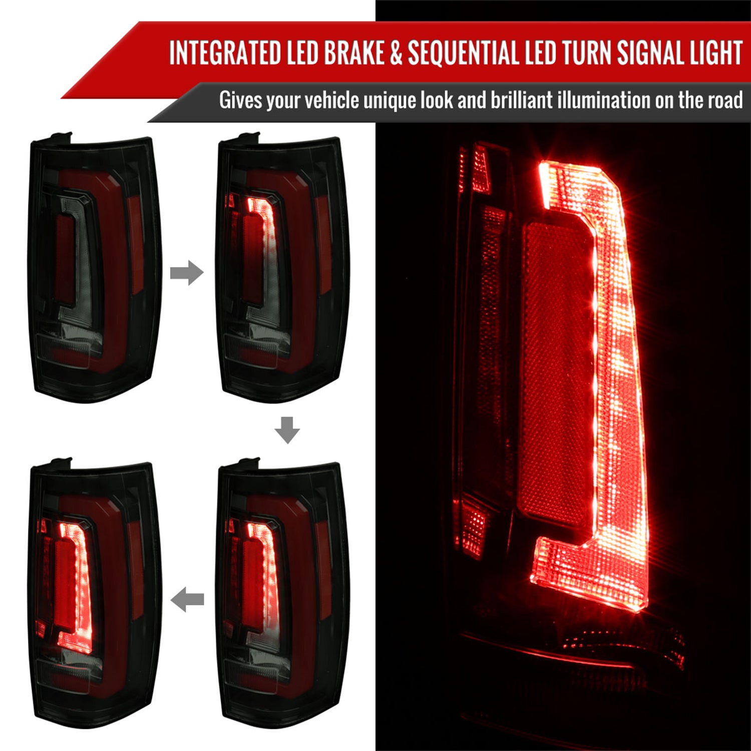 2007-2014 Chevy Tahoe/Suburban/Yukon/Denali LED Signal Tail Lights Black