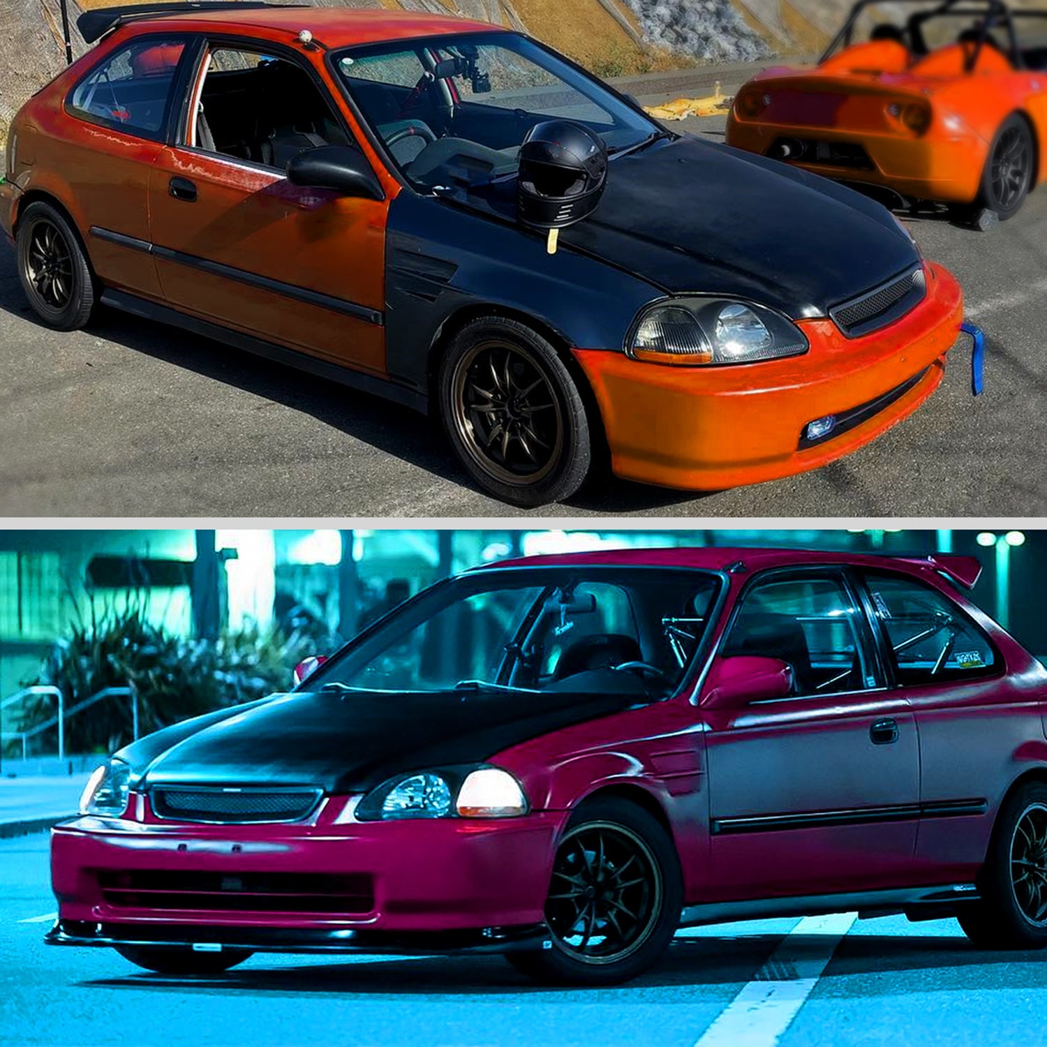 1996-1998 Honda Civic Factory Style Crystal Headlights Matte Black/Clear Lens