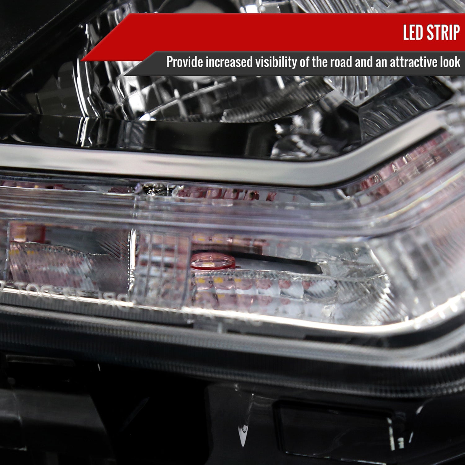 2014-2016 Nissan Rogue LED Strip Factory Passenger/Right Side Headlight Black