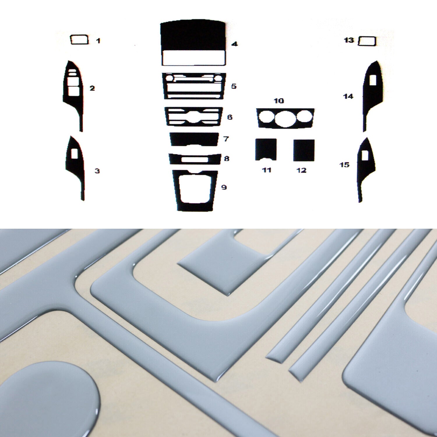 2009-2013 Toyota Corolla Sedan Aluminium Look Dashboard Console Trim Kit 15 Pcs