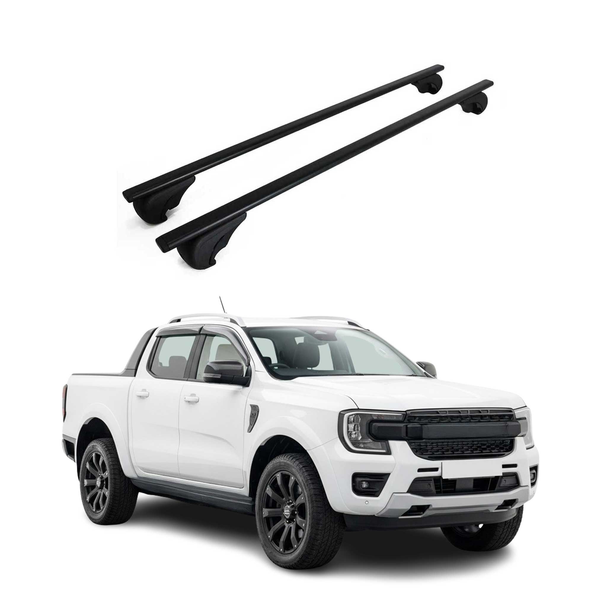 Top Roof Racks Cross Bars Luggage Carrier for Ford Ranger 2024-2026 2Pcs Black