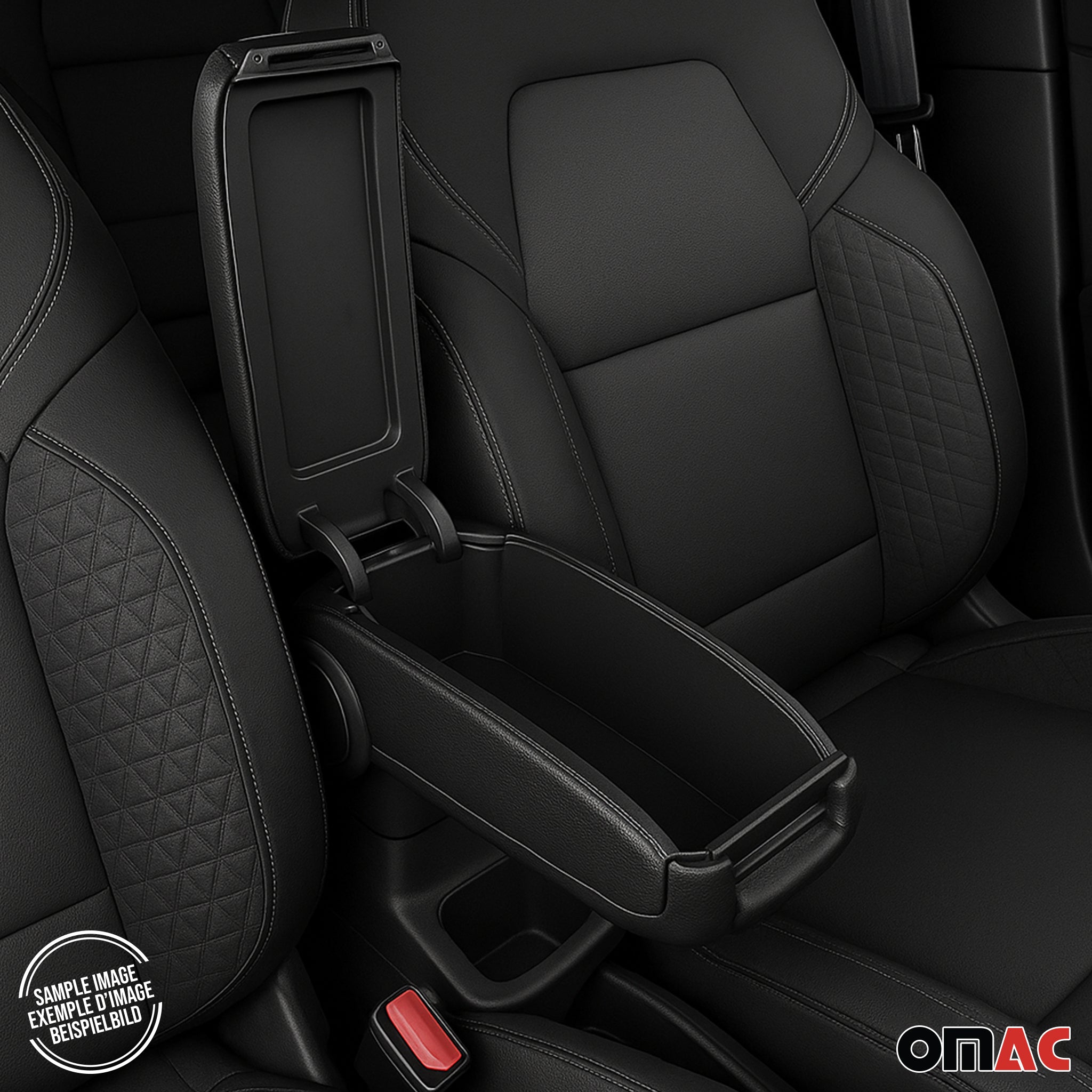 2014-2020 Fiat 500L Black Center Console Armrest Plastic PU Leather 1Pc