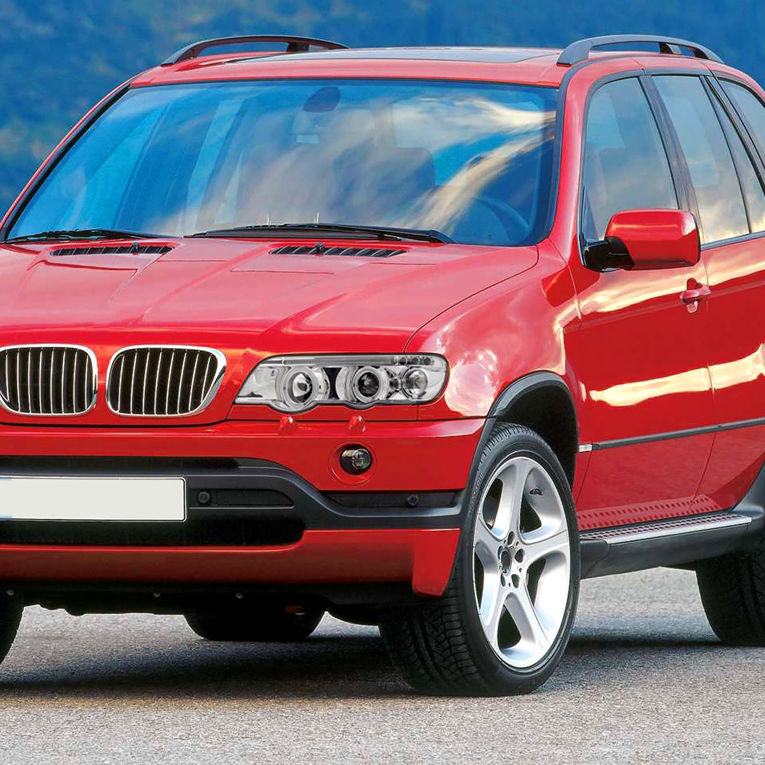 2001-2003 BMW E53 X5 Dual Halo Projector Headlights Chrome/Clear Lens