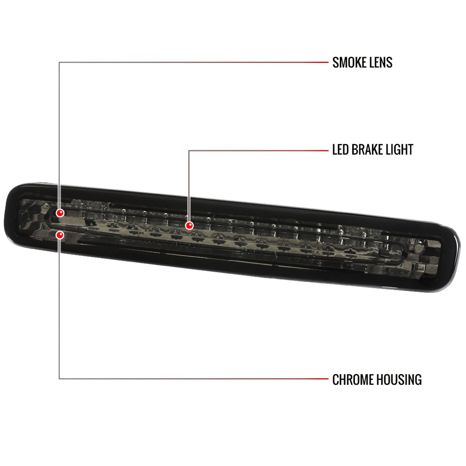 2005-2009 Ford Mustang LED 3rd Brake Tail Light Chrome Housing/Smoke Lens