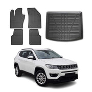 2017-2026 Jeep Compass 2.gen Floor Mats & Cargo Liner Upper Full Set All Weather Black